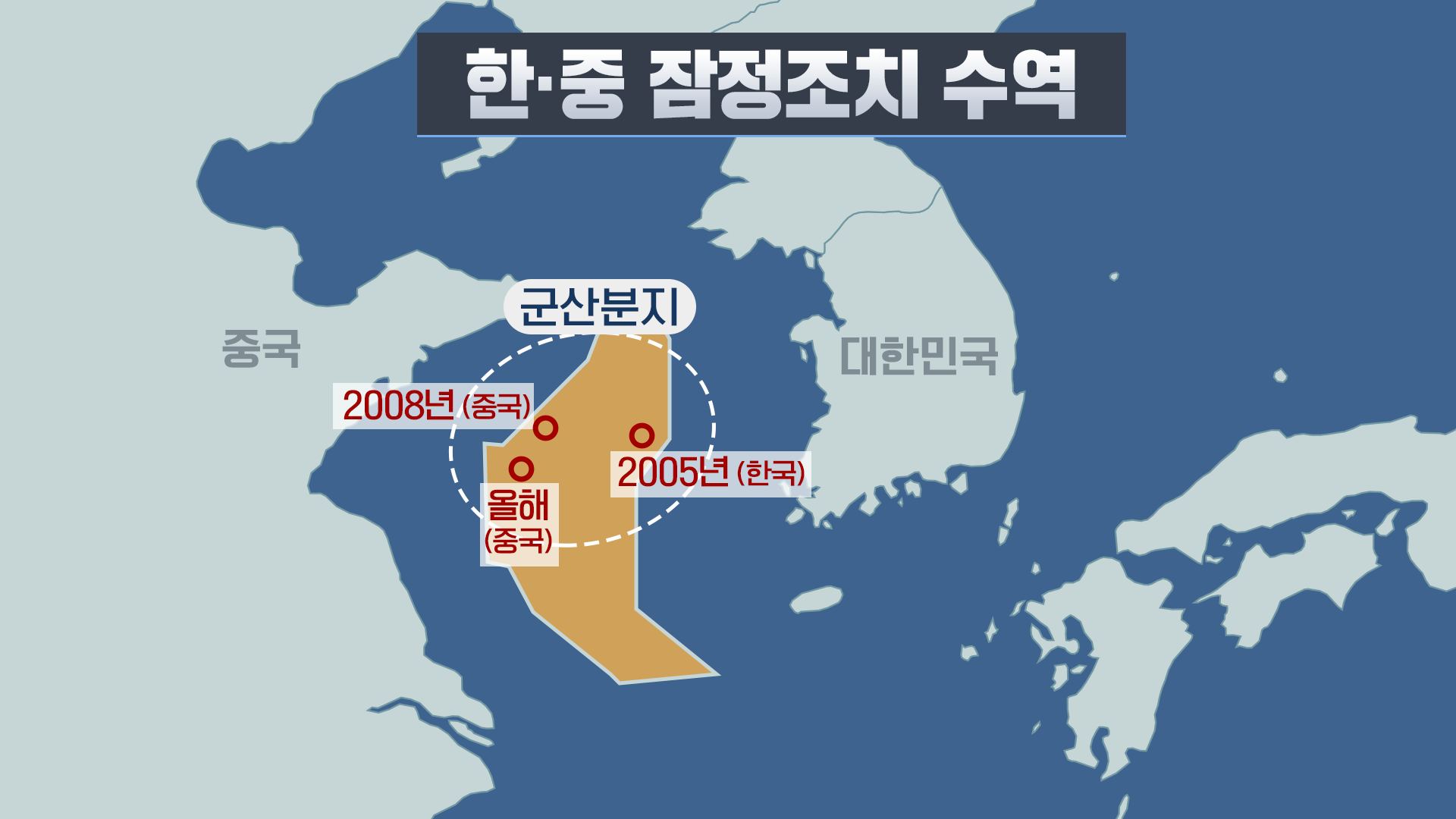 한국과 중국의 시추 위치