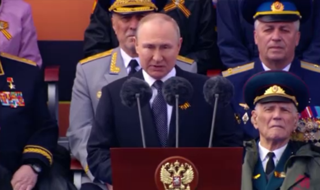 푸틴 러시아 대통령이 전승기념일 77주년을 맞아 연설하고 있다.(2022.5.9)