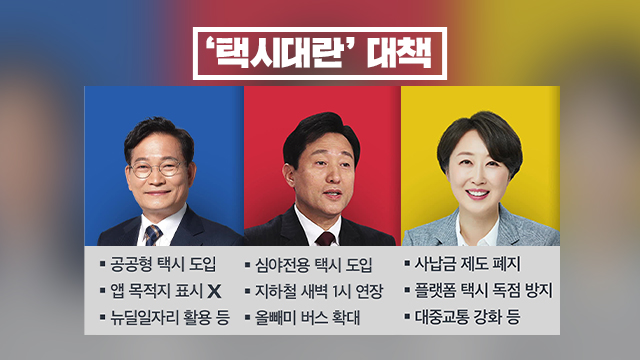 송영길·오세훈·권수정 서울시장 후보 ‘택시대란’ 관련 공약