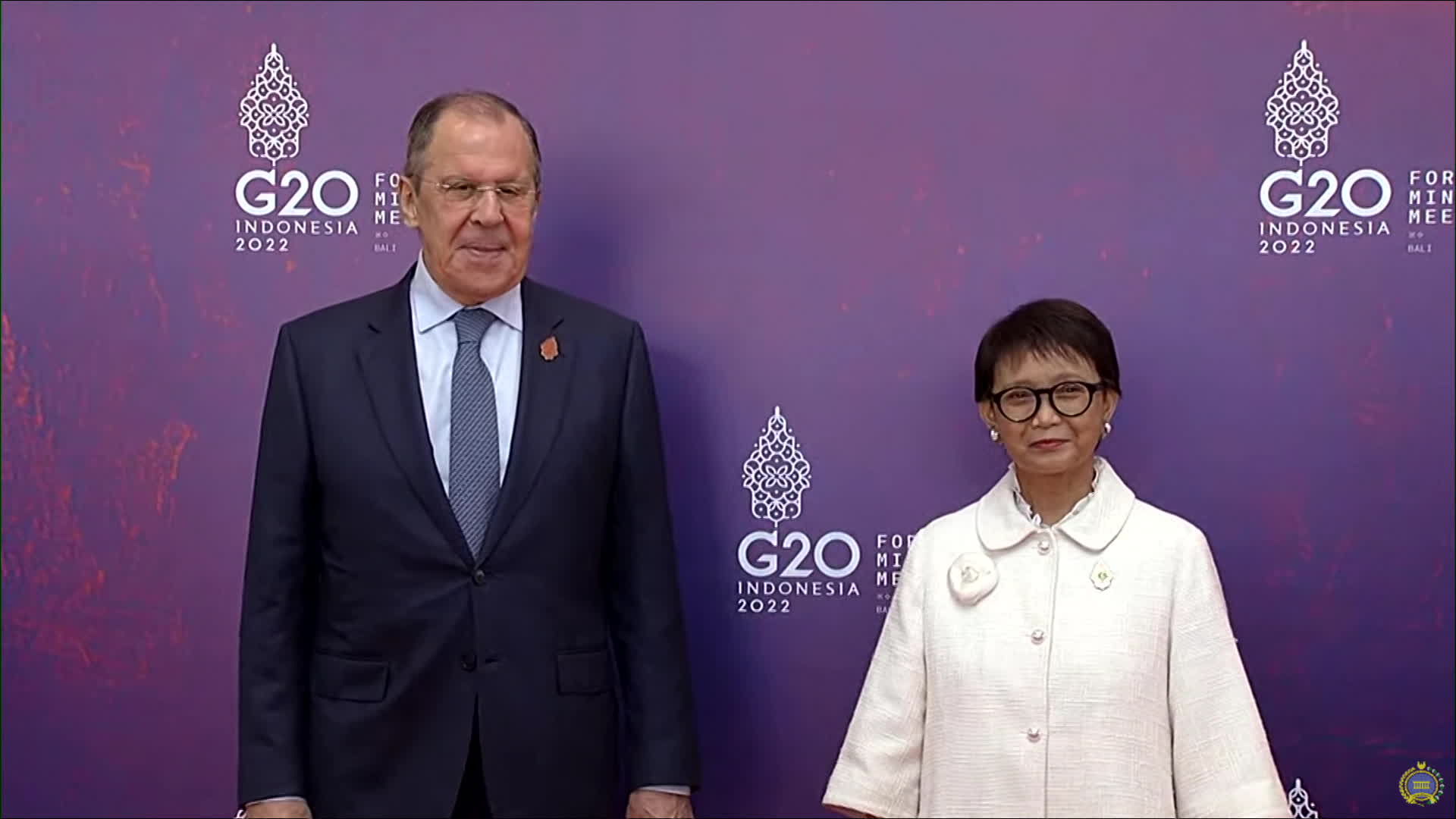 지난 8일 인도네시아 발리에서 열린 G20 외교장관회의에 참석한 러시아 세르게이 라브로프 외무장관(화면 제공= 인도네시아 외교부)