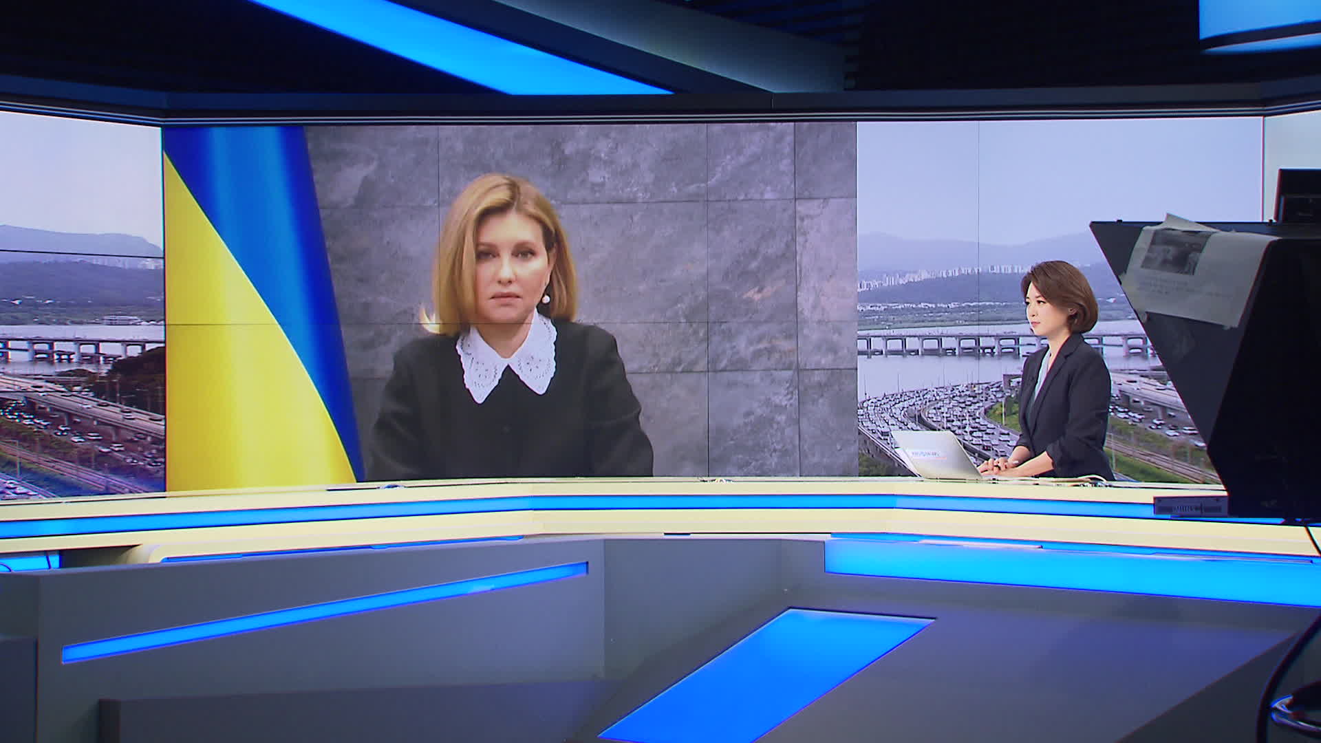 지난 12일, 올레나 젤렌스카 우크라이나 영부인이 KBS와 화상 인터뷰를 하는 모습