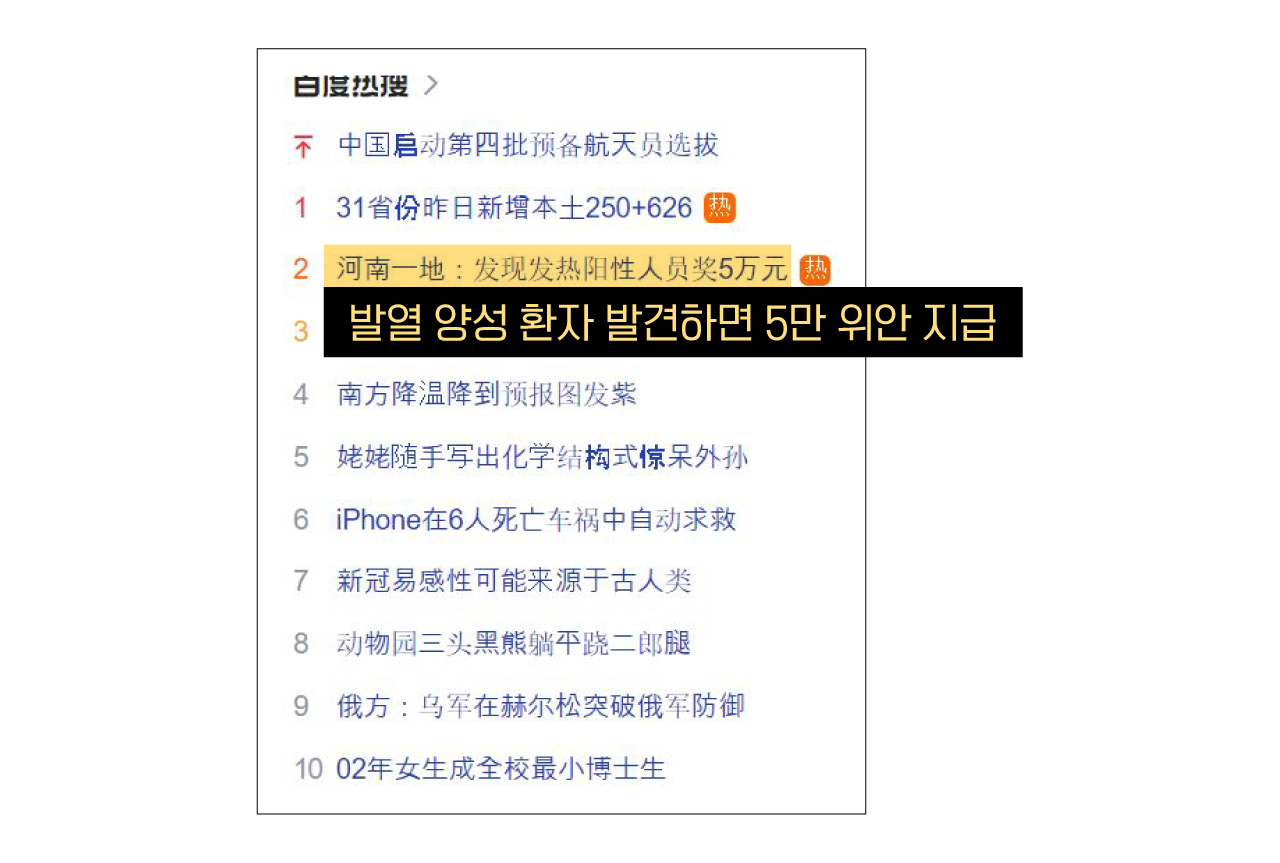 바이두 실시간 인기 검색어 (출처: 바이두)
