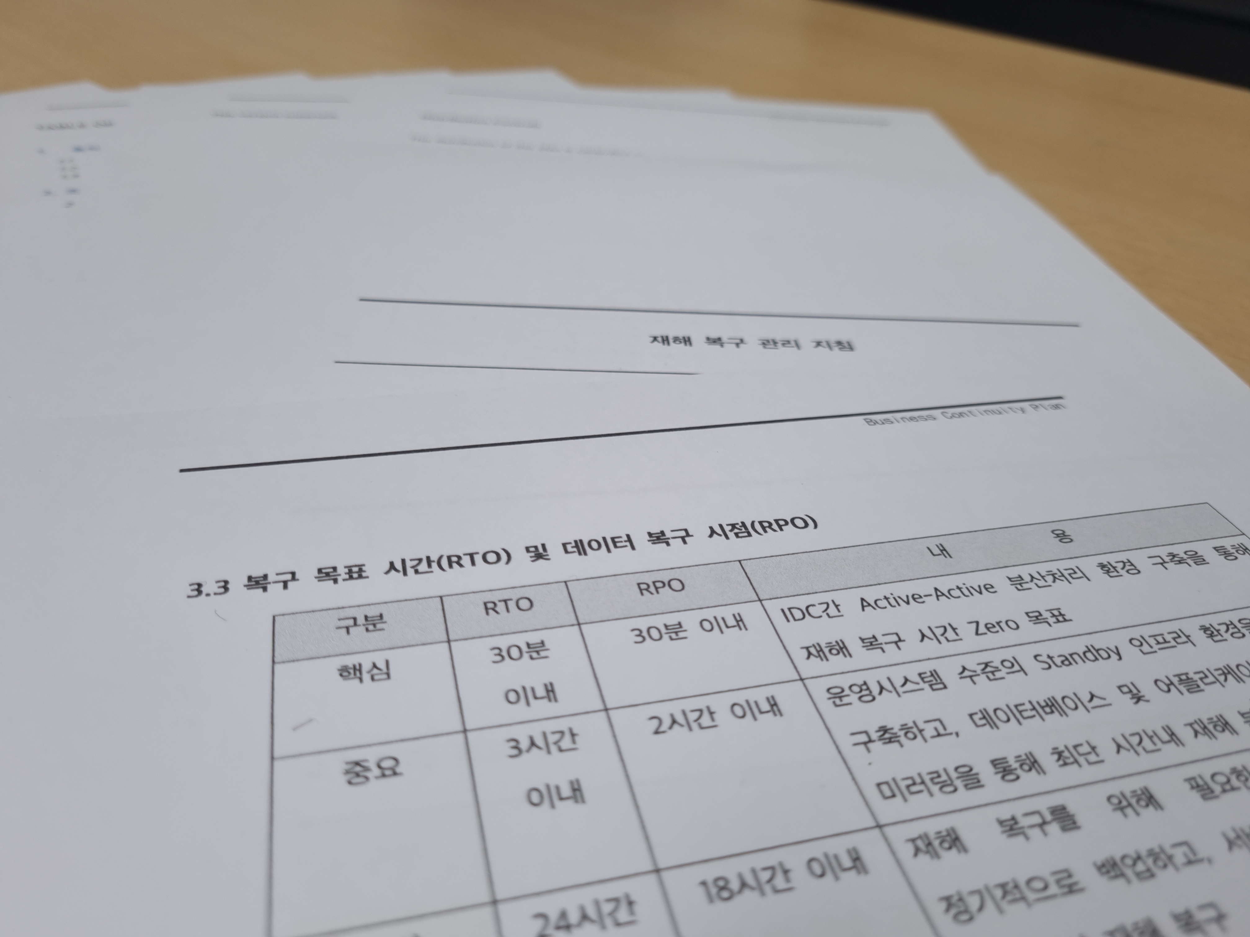 ‘복구 목표 및 데이터 복구 시점’을 담은 카카오 내부 지침 (자료제공: 국회 과학기술정보방송통신위원회 고민정 의원실)