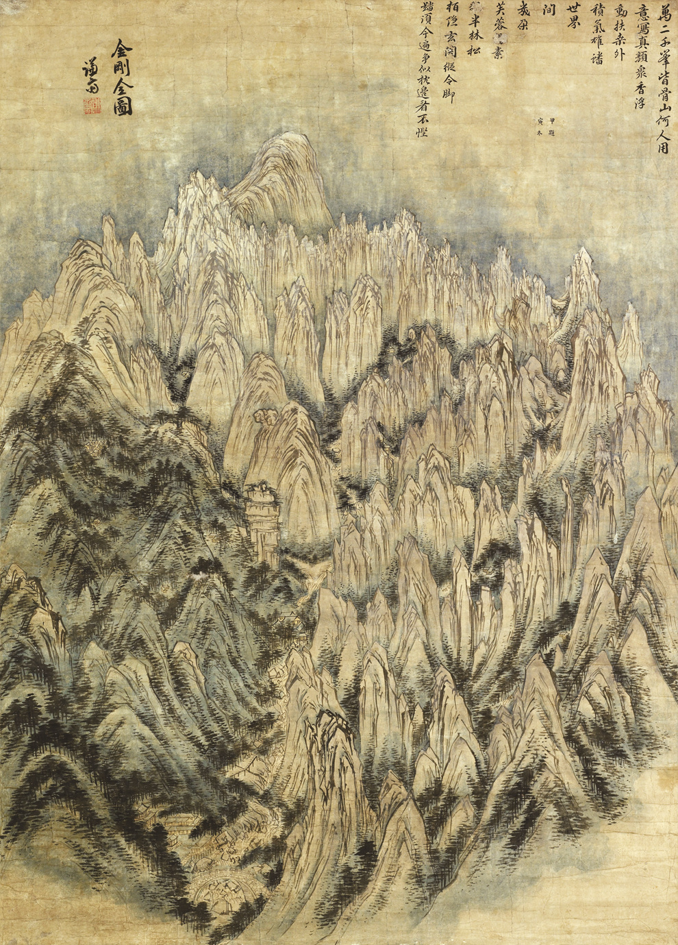 정선 〈금강전도〉, 1734, 종이에 수묵담채, 30.7×94.1, 국보, 리움미술관