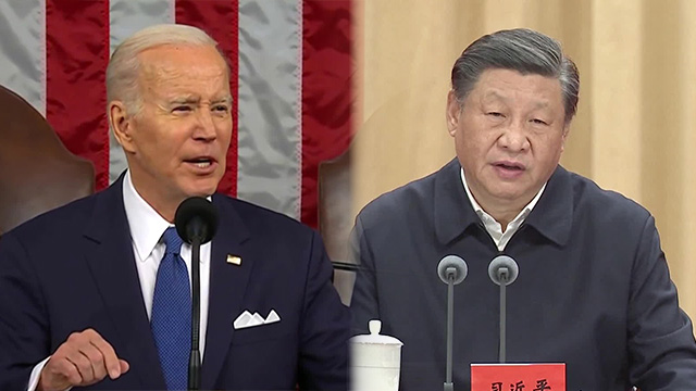 신년 국정연설을 하는 바이든 미국 대통령(왼쪽)과 중앙당교 연설을 하는 시진핑 중국 국가주석