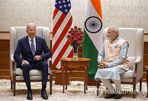 지난 9월 주요 20개국 정상회의에서 만난 조 바이든 미국 대통령과 나렌드라 모디 인도 총리