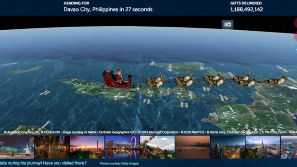 지난해 북미항공우주방위사령부(NORAD)가 실시한 산타 위치 추적 라이브 방송