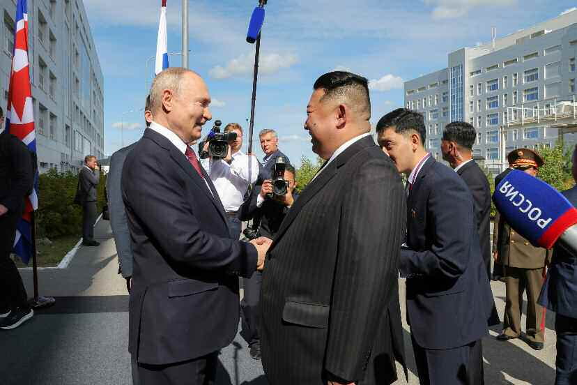 2023년 9월, 푸틴 대통령이 러시아를 방문한 김정은 국무위원장을 환영하고 있다
