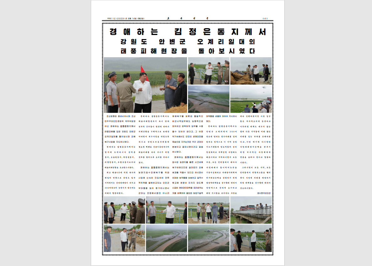 지난해 8월 14일, 북한 ‘노동신문’