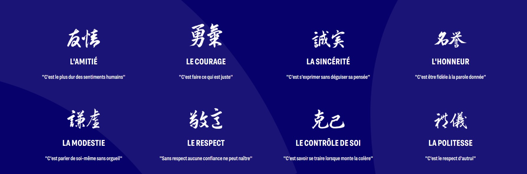 프랑스 유도 연맹 홈페이지엔 유도의 8가지 ‘모럴 코드’를 강조하고 있다.