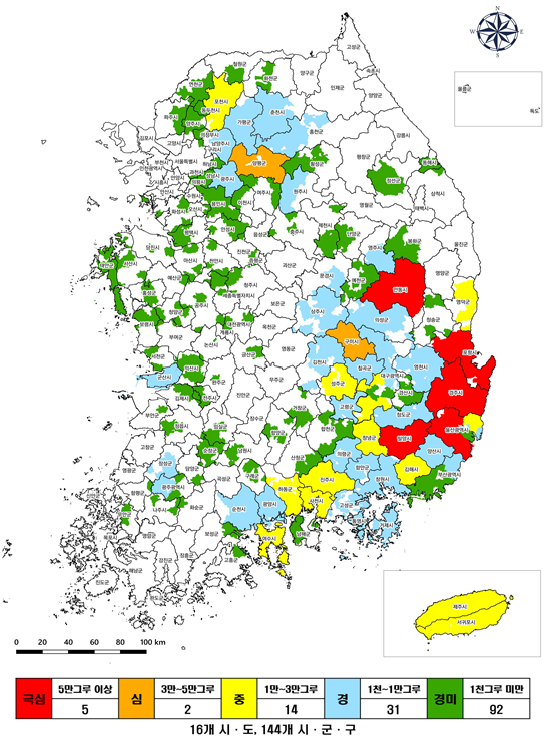 2024년 12월 소나무재선충병 피해현황 구분도 (자료 출처: 강원도)