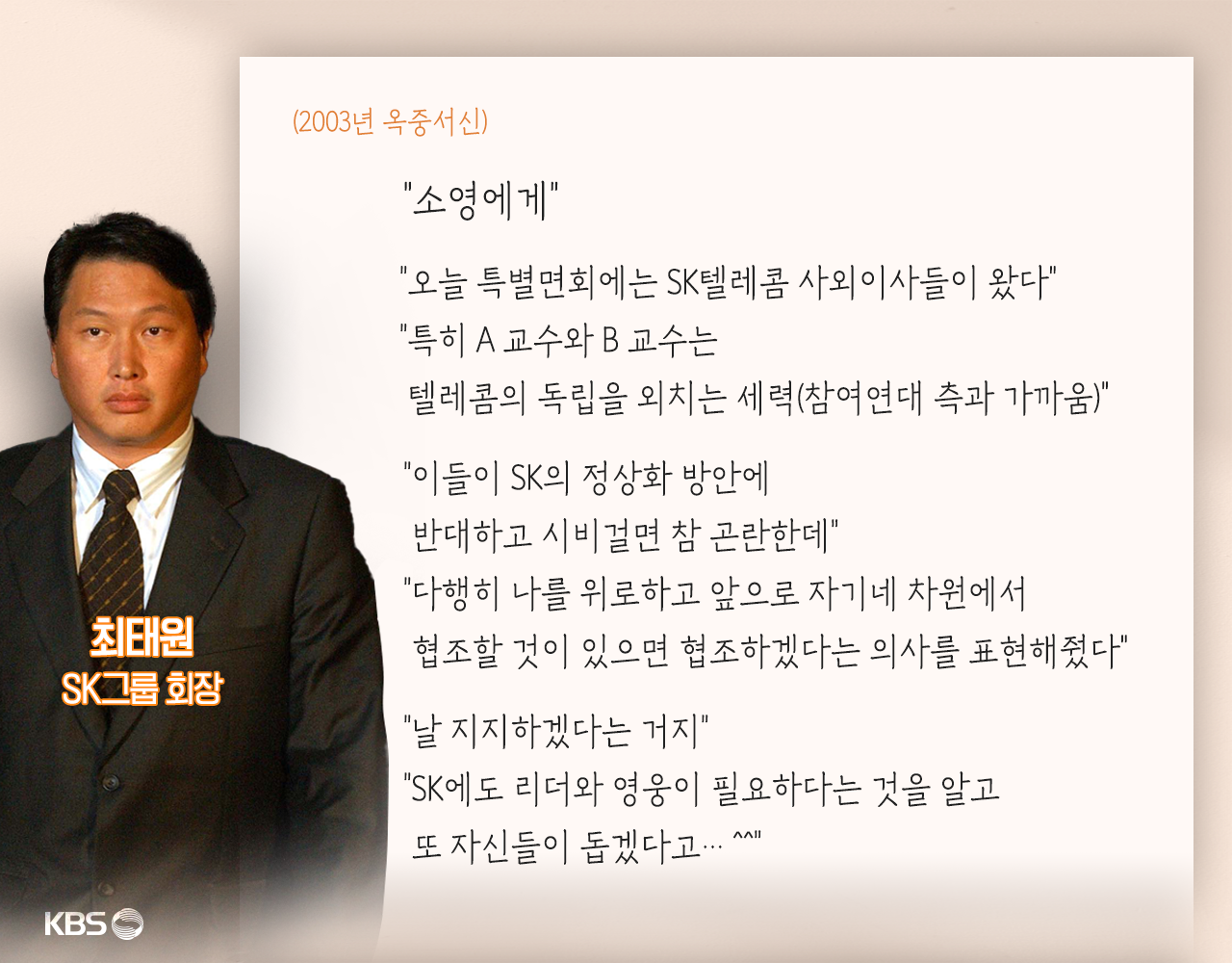 최태원 회장의 2003년 옥중서신. 그래픽 : 조은수