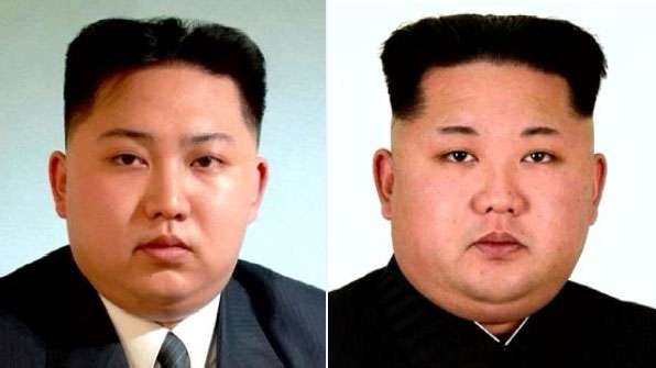 김정은의 2012년(왼쪽)과 2016년(오른쪽) 모습
