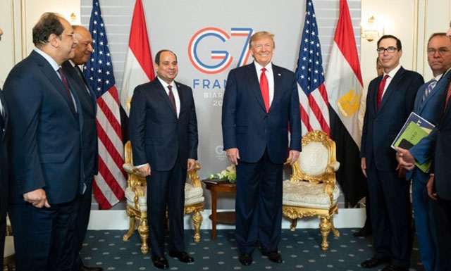 프랑스 G7 계기 미국-이집트 정상회담. 트럼프 대통령은 이 자리에서 중국이 ‘무역 협상에 복귀하고 싶다’는 뜻을 전해왔다고 밝혔다.