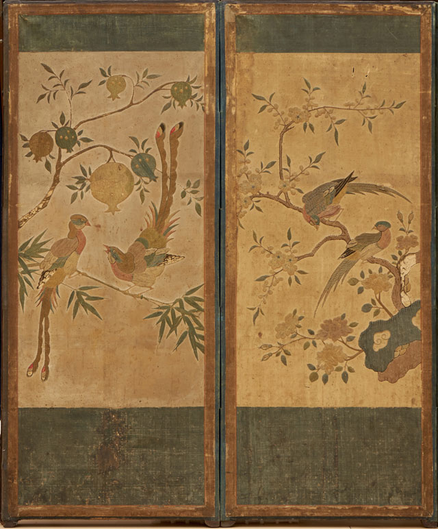 작가 미상, ‘자수화조병풍(부분)’, 조선 19세기, 비단에 자수, 국립중앙박물관