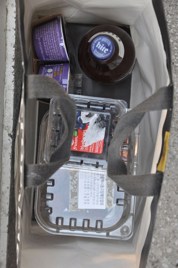 농약을 탄 맥주와 과일 등이 들어 있는 쇼핑백. (사진제공:부산 동부경찰서)
