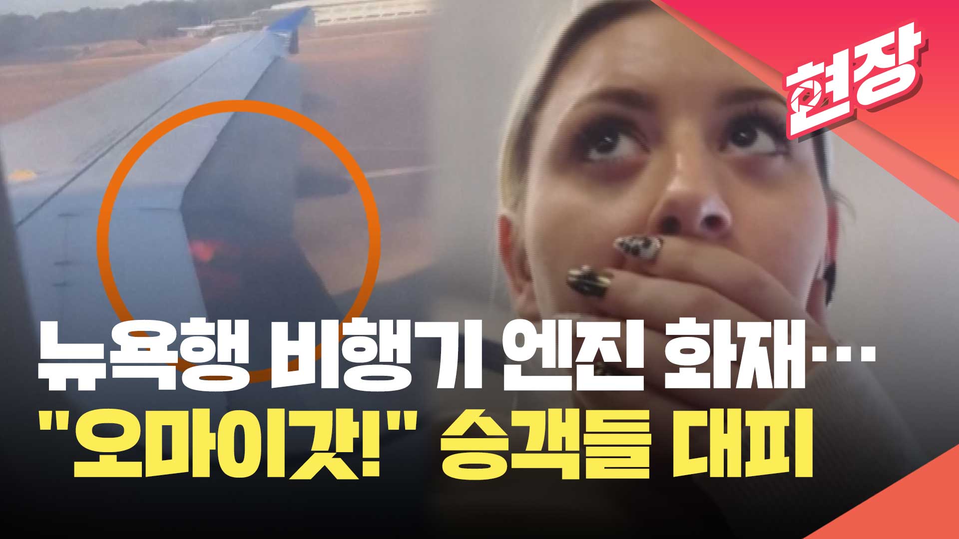 [영상] 뉴욕행 美여객기 날개에 불 붙어…“오마이갓” 승객들 대피