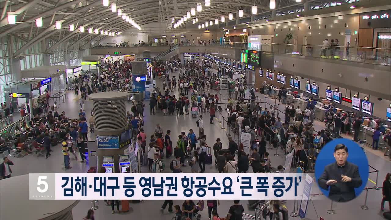 김해·대구 등 영남권 항공수요 ‘큰 폭 증가’