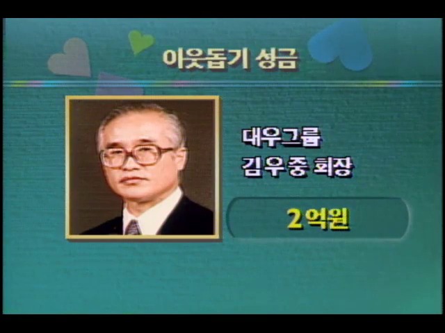 김우중 대우그룹 회장 이웃돕기 성금 2억원 