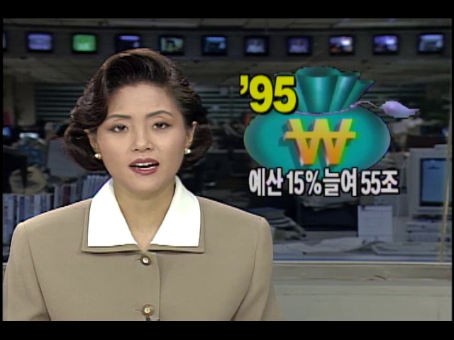 1995년 예산 올해보다 15% 늘여 55조 원 편성