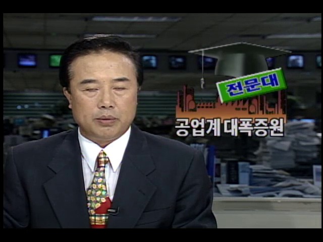 1995학년도 전문대학 입학정원 공업계 대폭증원