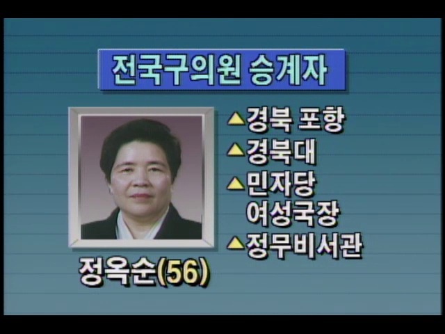 전국구의원 승계자 정옥순씨