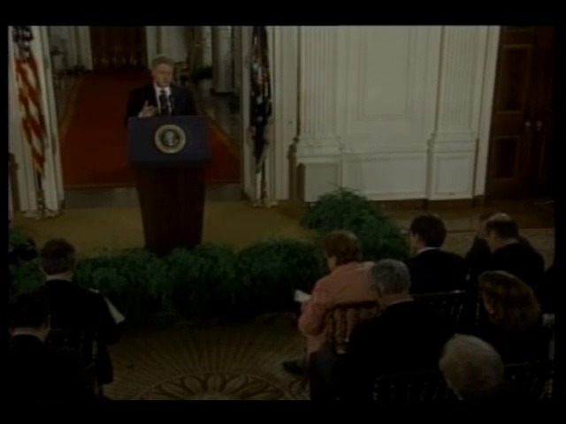 클린턴 미국 대통령, 한반도 문제는 중국과 협력; 제2기 취임후 첫 기자회견하는 클린턴,빌 미국 대통령