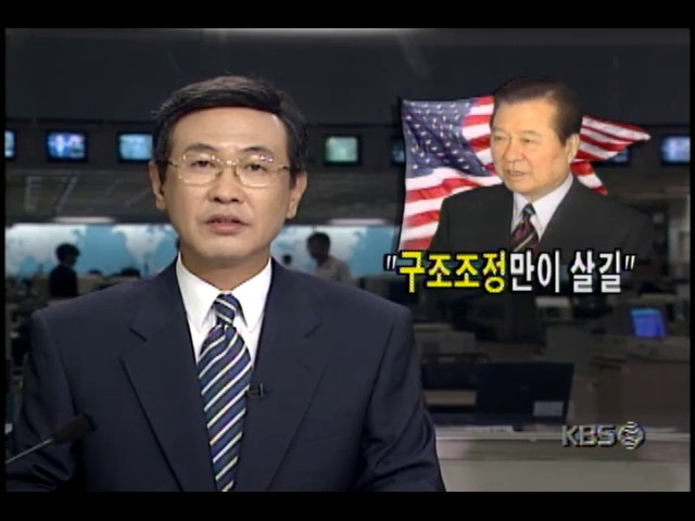 김대중 대통령, 금융.기업 구조조정만이 살 길