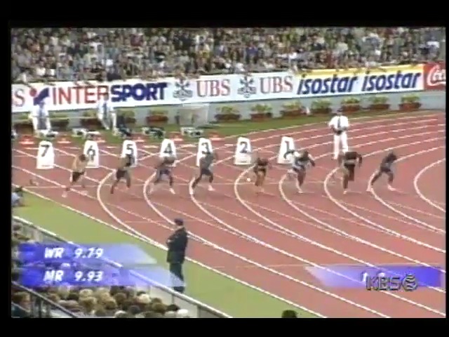 [해외 스포츠] 취리히그랑프리육상대회; 남자 100M, 그린,모리스, 9.99기록으로 우승