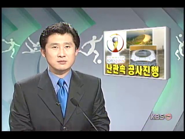 2002월드컵 경기장, 난관속 공사 진행