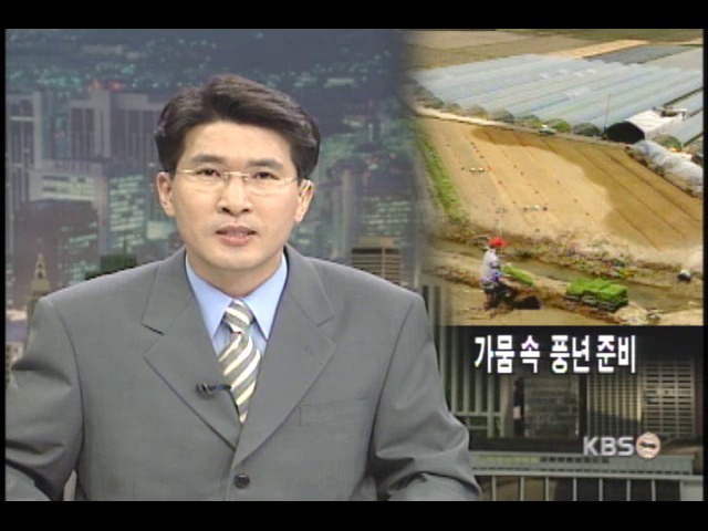  농촌 들녘 가뭄 속 풍년준비 