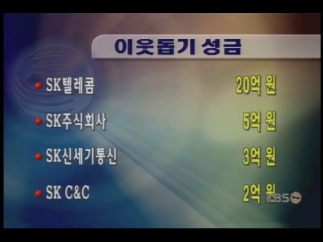 SK, 30억 등 불우이웃돕기 성금 