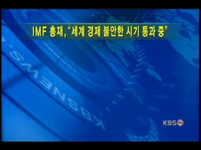 IMF 쾰러 총재, '세계경제 불안한 시기 통과' 