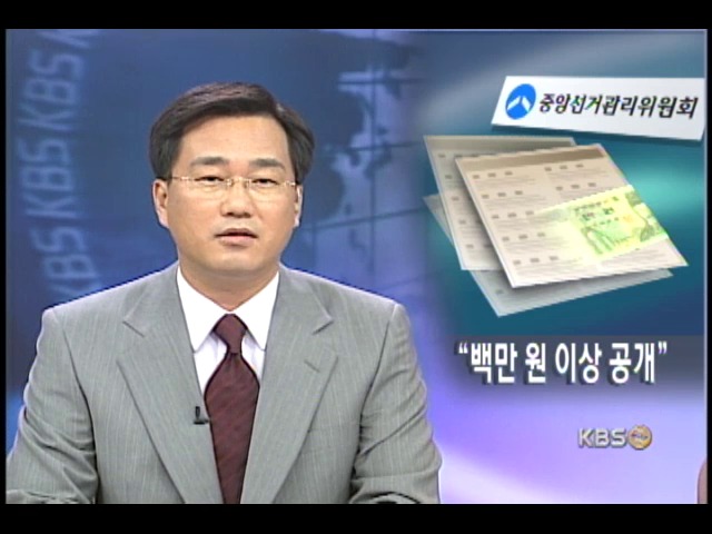 `100만원 이상 후원금 명단 내역 공개` 