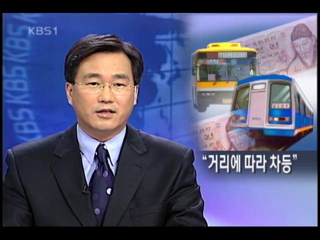 서울 대중교통 거리,시간대별 차등 요금 