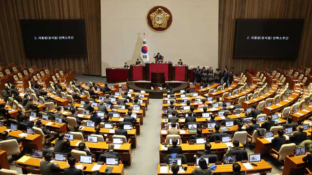 대통령 탄핵소추안 표결 불성립 …여당 불참 속 정족수 미달