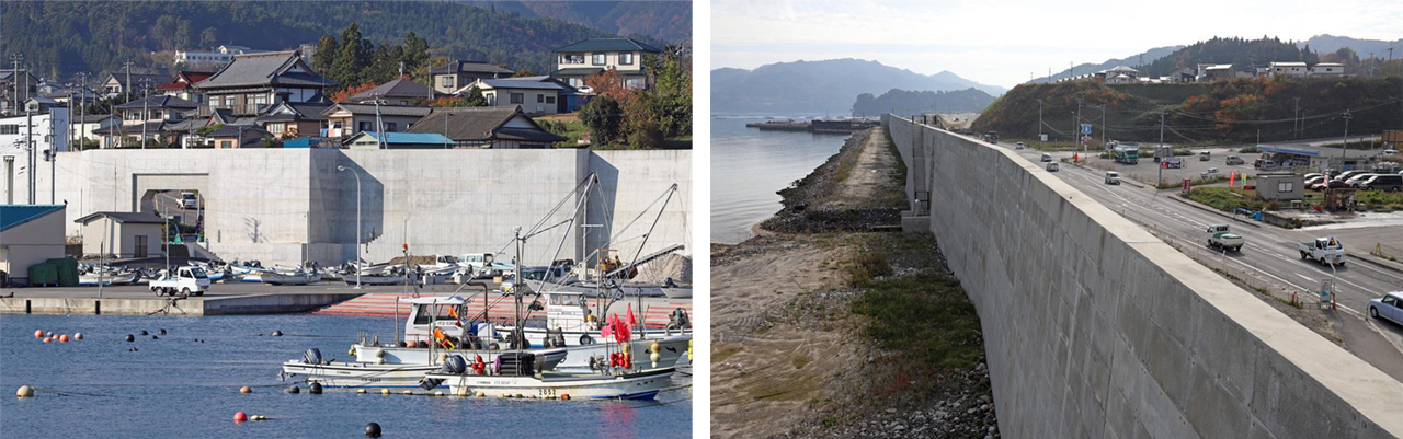일본 이와테현 지역에 설치된 콘크리트 벽, 출처 : 산케이 신문