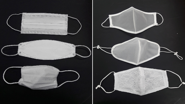 침방울 차단용 마스크/의약외품(왼쪽). 망사 마스크/공산품(오른쪽)