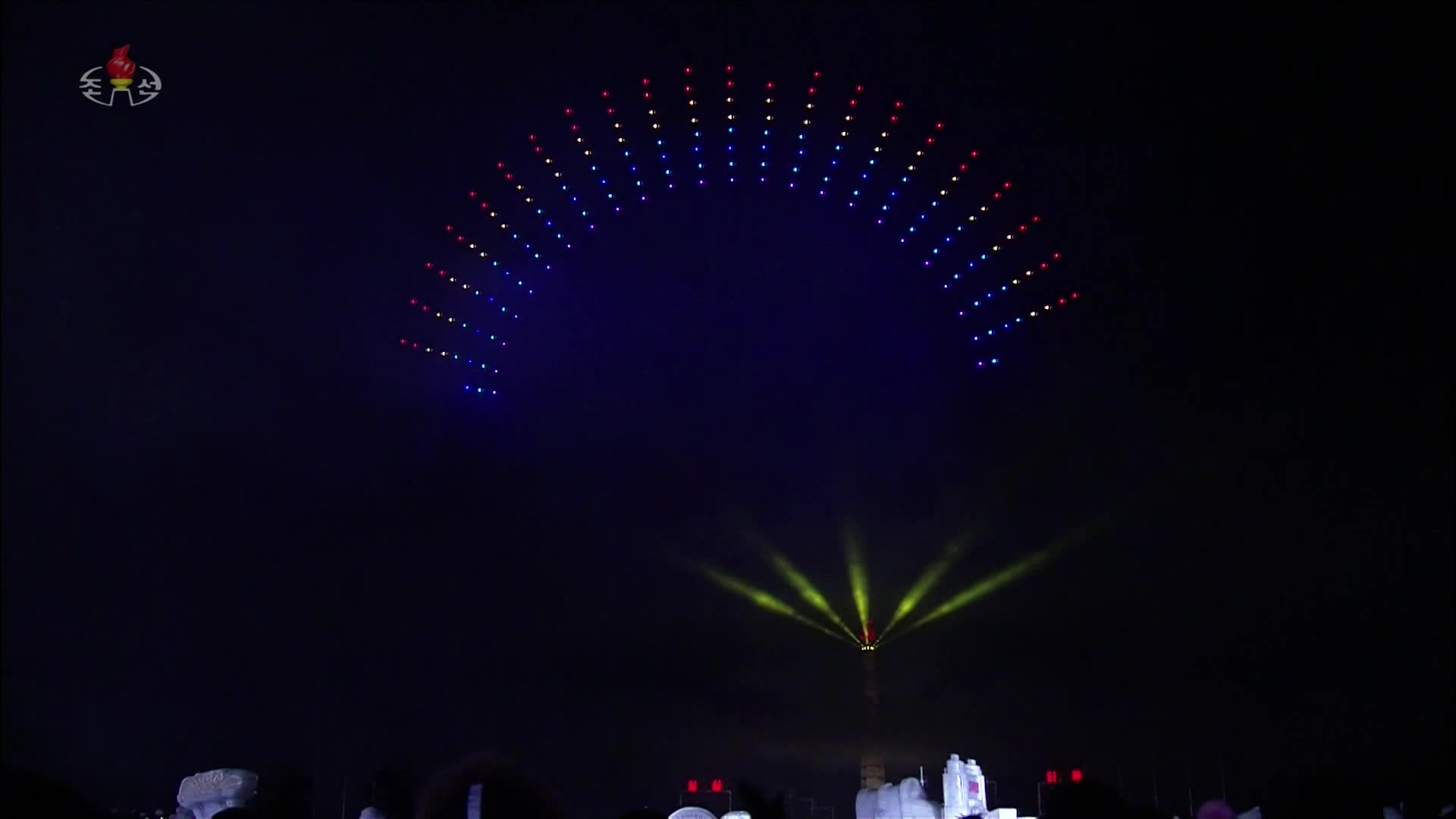2019년 신년경축공연에서 드론을 이용한 축하쇼 장면