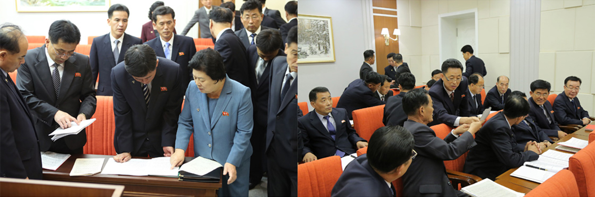 분과별 협의회 참석자들이 토의하는 모습. 사진출처: 노동신문