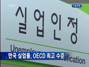 한국 실업률, OECD 최고 수준