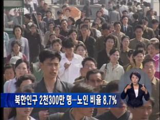 북한인구 2천300만 명…노인 비율 8.7%