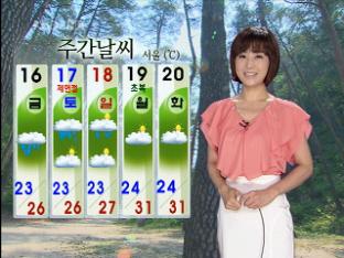 오늘 후텁지근…내륙 곳곳 소나기