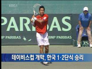 데이비스컵 개막, 한국 1·2단식 승리