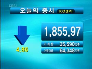 코스피 1,855.97 코스닥 487.74