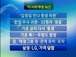 [이 시각 주요 뉴스] “김정일 만나 동생 비판” 外