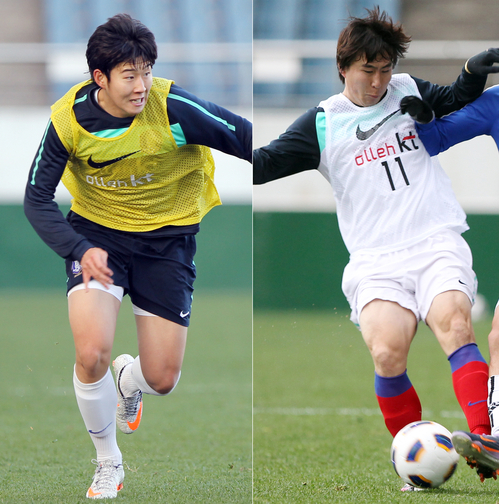 24일 조광래 축구대표팀 감독이 발표한 아시안컵 축구 국가대표 명단에서 생애 첫 대표팀 발탁의 기쁨을 이룬 손흥민(함부르크.왼쪽)과 이용래(수원.오른쪽).