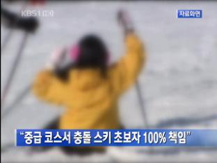 “중급 코스서 충돌 스키 초보자 100% 책임”