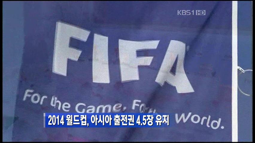 2014 월드컵, 아시아 출전권 4.5장 유지