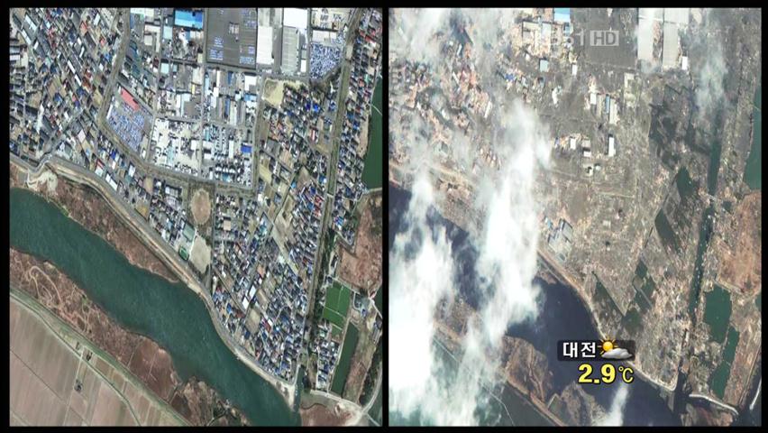 위성사진으로 보는 지진해일 전후